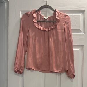 J. Crew Dusty Rose Ruffle Blouse